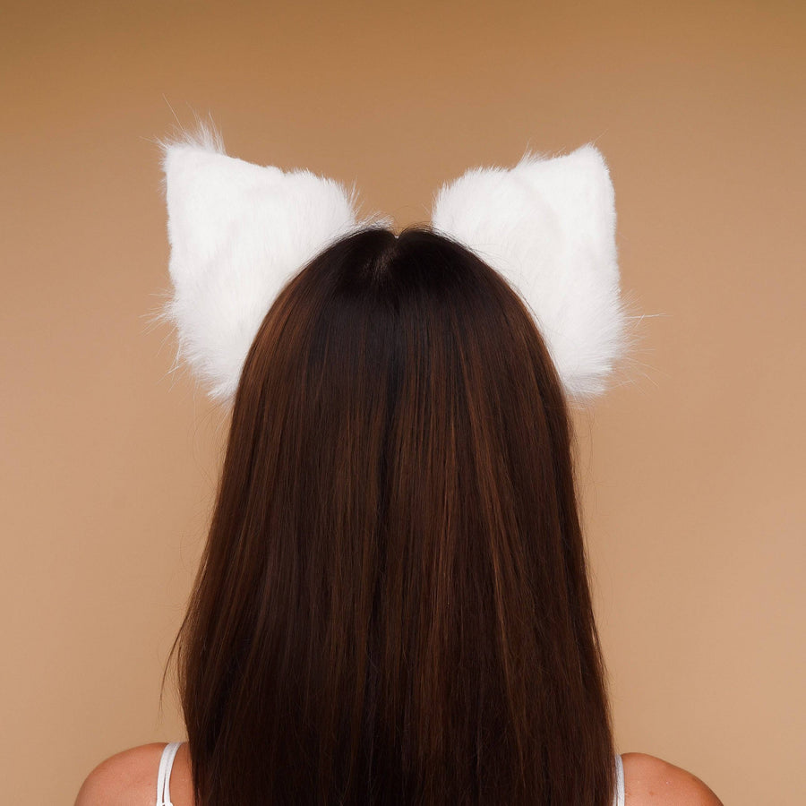 Fluffy cat ears white - OKOVA