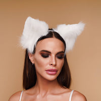 Fluffy cat ears white - OKOVA